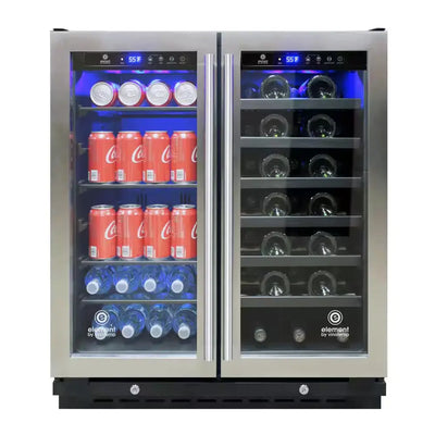 30 In. 33 Bottle/101 Can Wine and Beverage Cooler in Stainless Steel | Fridge.com