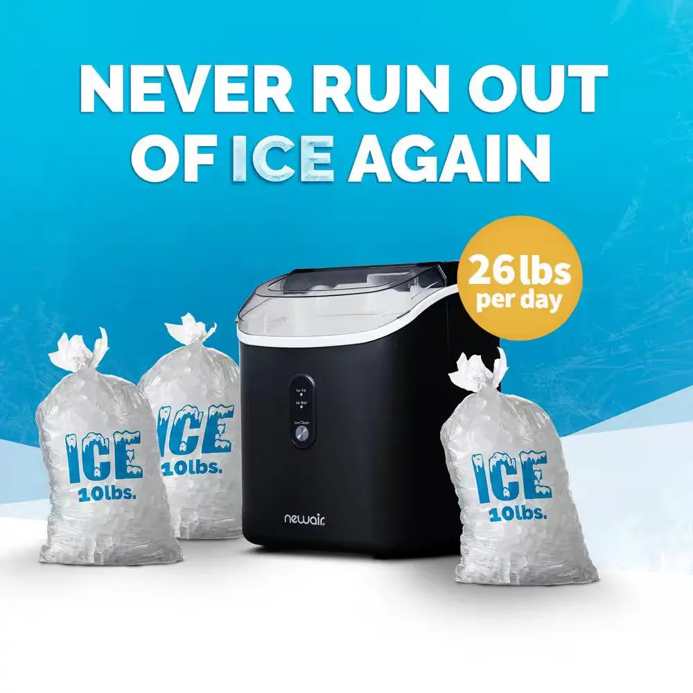 11 In. 26 Lb. Countertop Nugget Portable Ice Maker in Matte Black with Window, Self-Cleaning and Easy-Pour Waterspout | Fridge.com