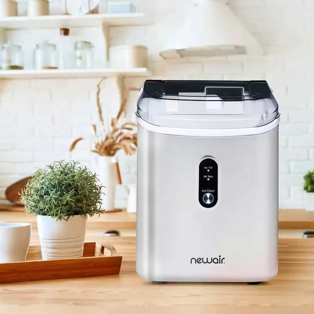 11 In. 26 Lb. Nugget Countertop Portable Ice Maker in Stainless Steel with Soft Chewable Pebble Pellet Ice & Self Clean | Fridge.com