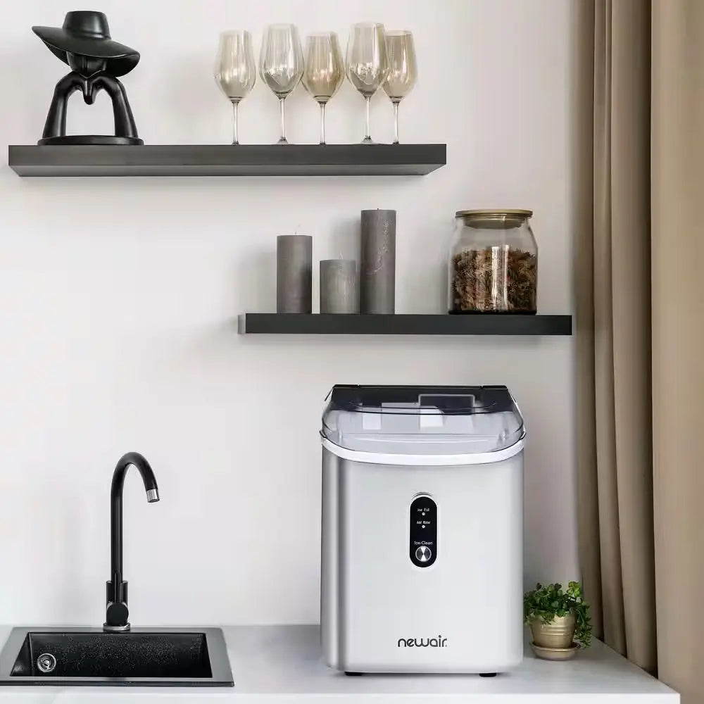 11 In. 26 Lb. Nugget Countertop Portable Ice Maker in Stainless Steel with Soft Chewable Pebble Pellet Ice & Self Clean | Fridge.com