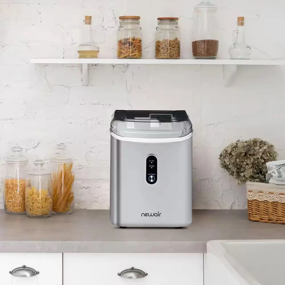 11 In. 26 Lb. Nugget Countertop Portable Ice Maker in Stainless Steel with Soft Chewable Pebble Pellet Ice & Self Clean | Fridge.com