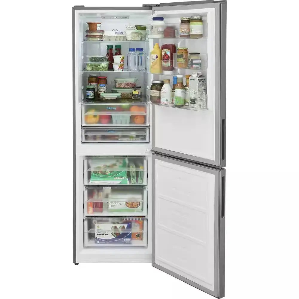 11.5 Cu. Ft. Bottom Freezer Refrigerator in Brushed Steel | Fridge.com