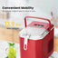 11.6 In. 26Lb. Electric Portable Ice Maker with Handle, Hand Scoop and 10 Ice Bags in Red | Fridge.com