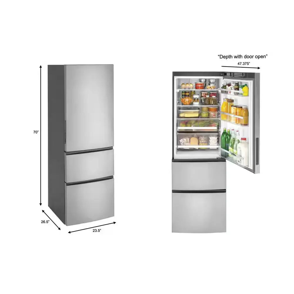 11.9 Cu. Ft. Bottom Freezer Refrigerator in Stainless Steel, Counter Depth | Fridge.com