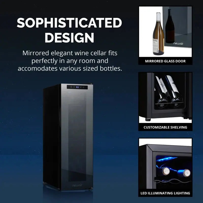 12 Bottle and 12 Can Single Zone Freestanding Wine Refrigerator | Fridge.com