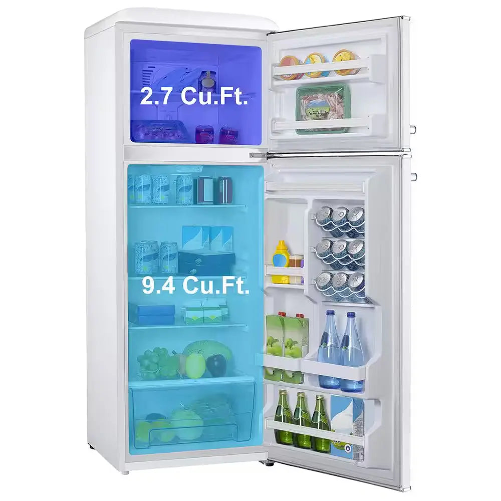 12 Cu. Ft. Retro Frost Free Top Freezer Refrigerator in White | Fridge.com