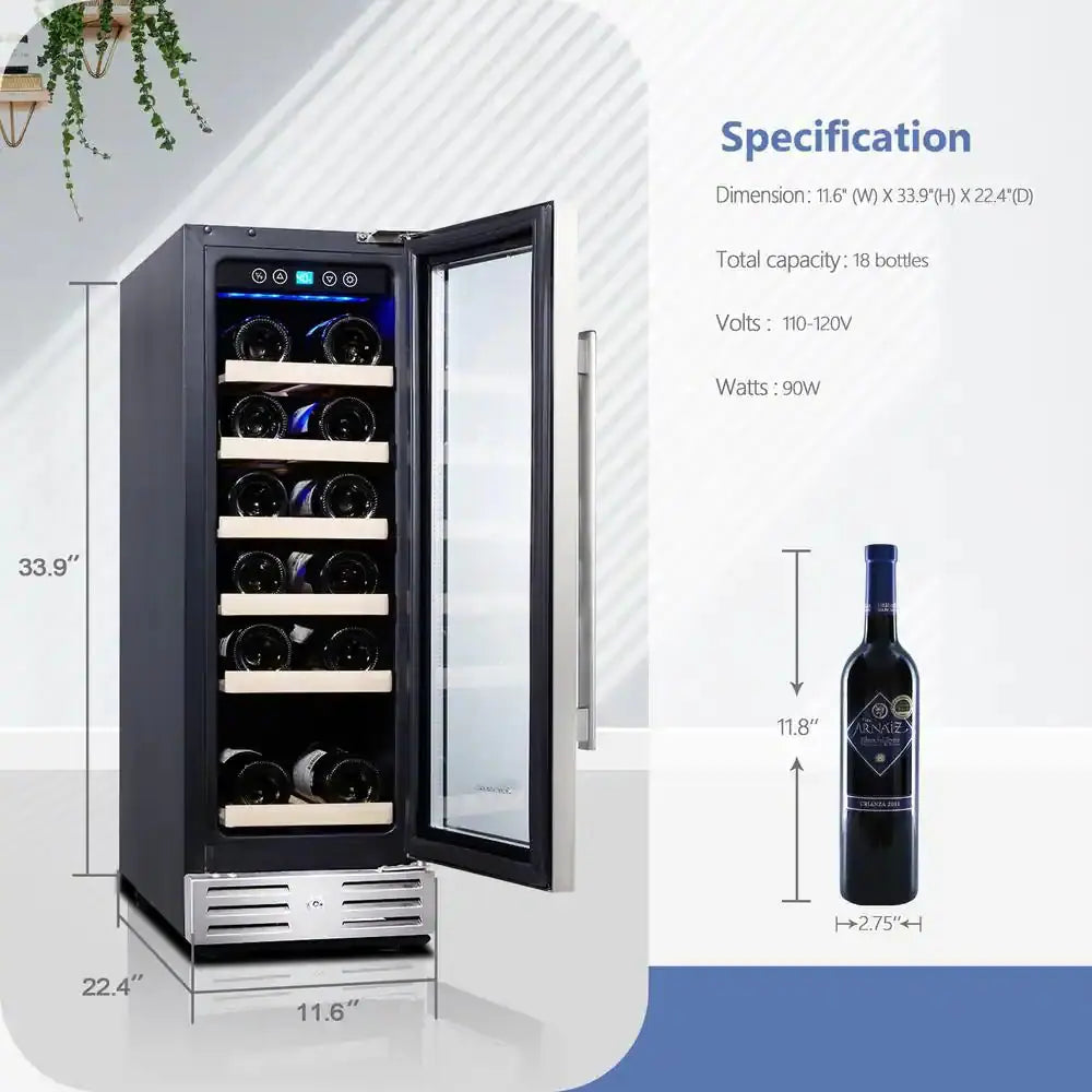 12 In. Built-In 18 Bottle Wine Cooler with Touch Control | Fridge.com