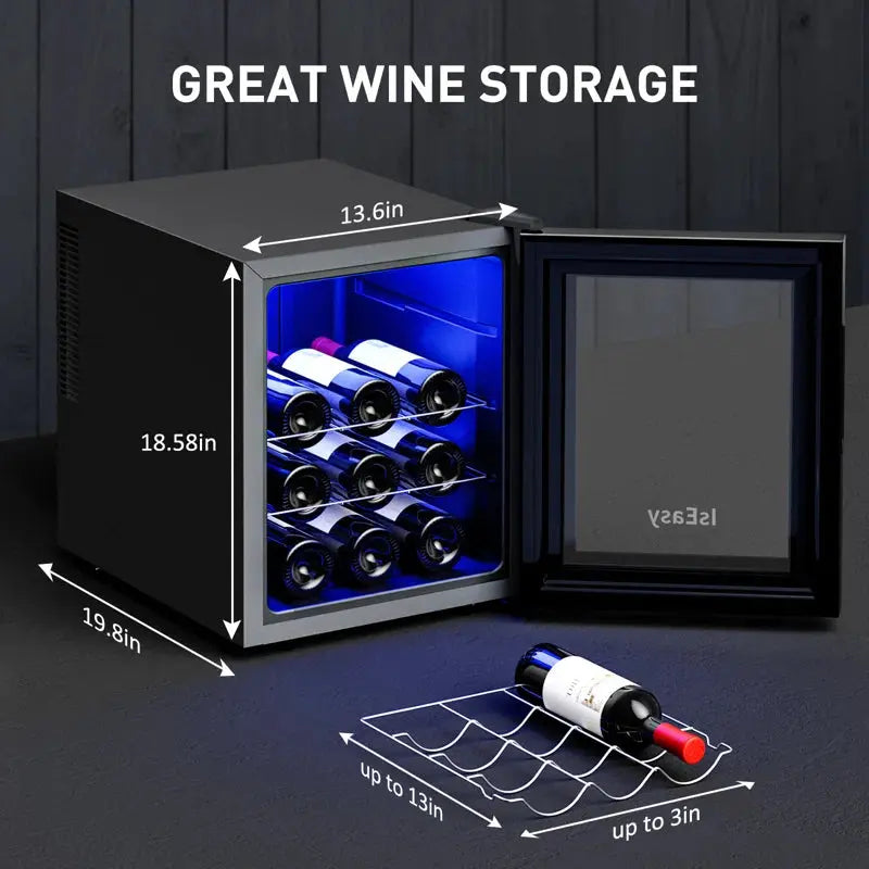 13.6" 12 Bottle Single Zone Freestanding Wine Refrigerator | Fridge.com