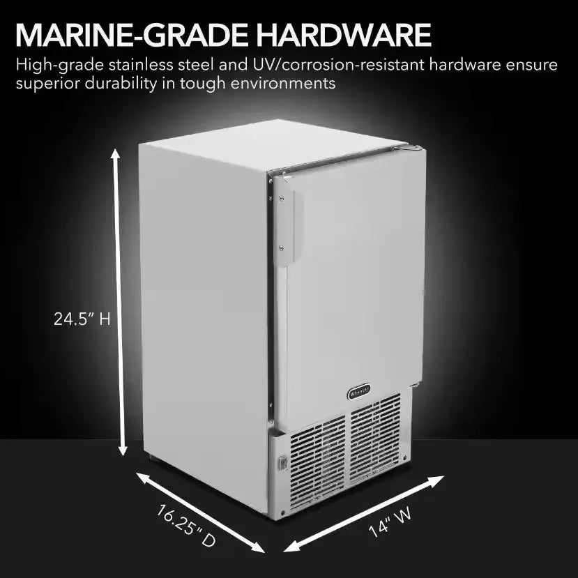 14 In. 23 Lb. Output Built-In Marine Stainless Steel Automatic Ice Maker in Stainless Steel | Fridge.com