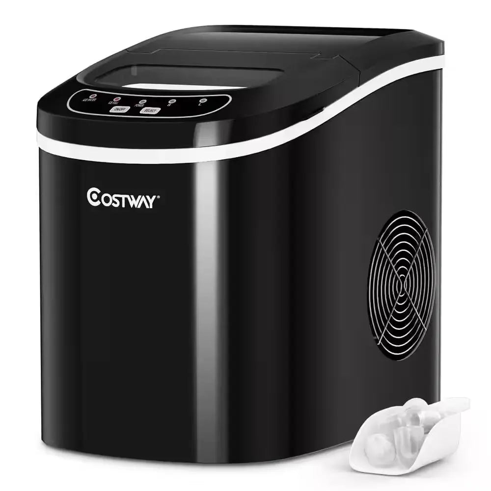 14 In. 26 Lbs. Portable Compact Electric Ice Maker Machine Mini Cube in Black | Fridge.com