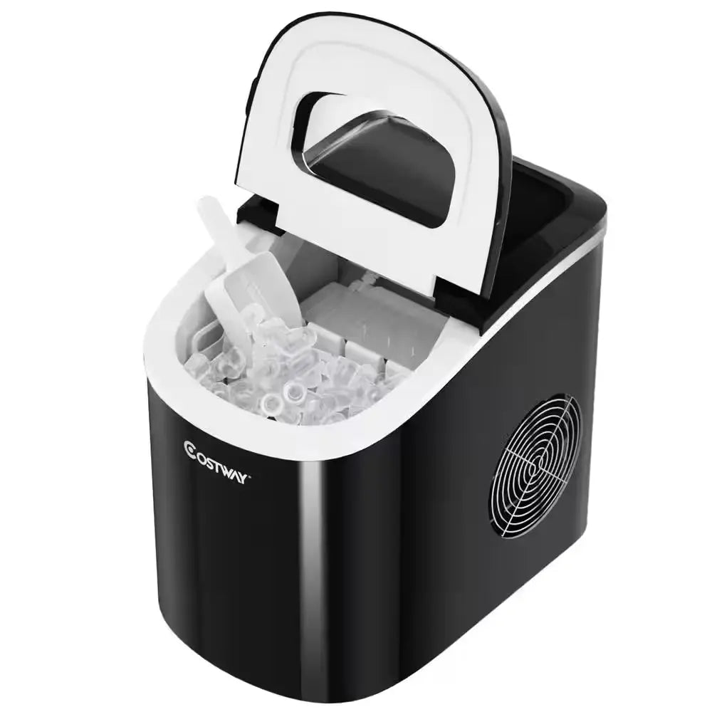 14 In. 26 Lbs. Portable Compact Electric Ice Maker Machine Mini Cube in Black | Fridge.com