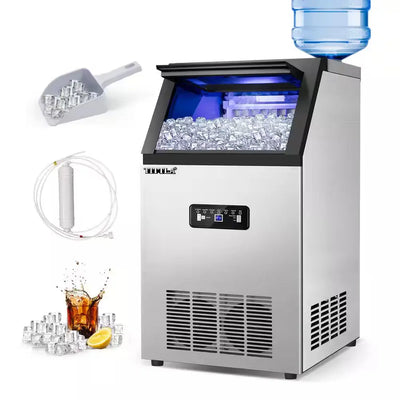 14 In. 88 Lb. Built-In Ice Maker in Stainless Steel Flip-Up Door 2 Water Inlet Modes with Scoop & Water Filter Blue Leds | Fridge.com