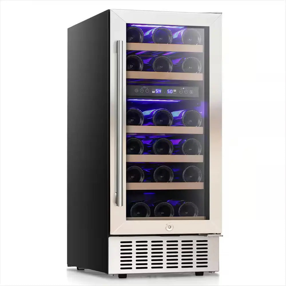 14.96 In. Dual Zone 28 Wine Bottles and 66 Can Beverage and Wine Cooler in Stainless Steel Silver | Fridge.com