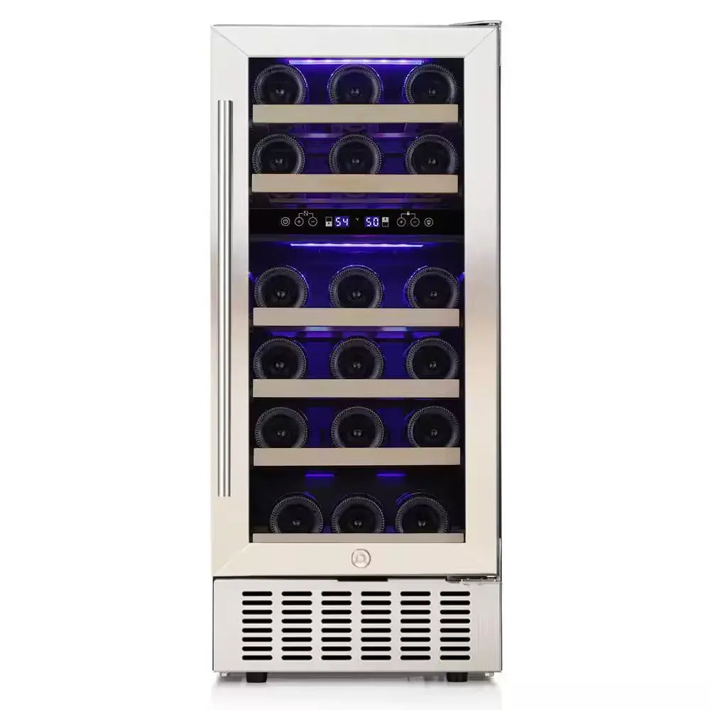 14.96 In. Dual Zone 28 Wine Bottles and 66 Can Beverage and Wine Cooler in Stainless Steel Silver | Fridge.com