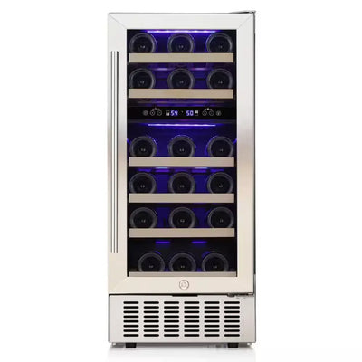 14.96 In. Dual Zone 28 Wine Bottles and 66 Can Beverage and Wine Cooler in Stainless Steel Silver | Fridge.com