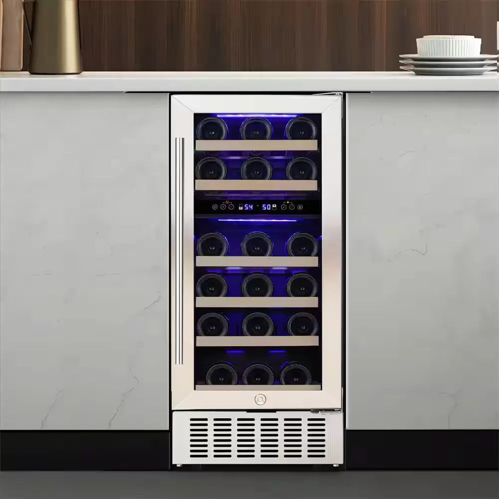 14.96 In. Dual Zone 28 Wine Bottles and 66 Can Beverage and Wine Cooler in Stainless Steel Silver | Fridge.com