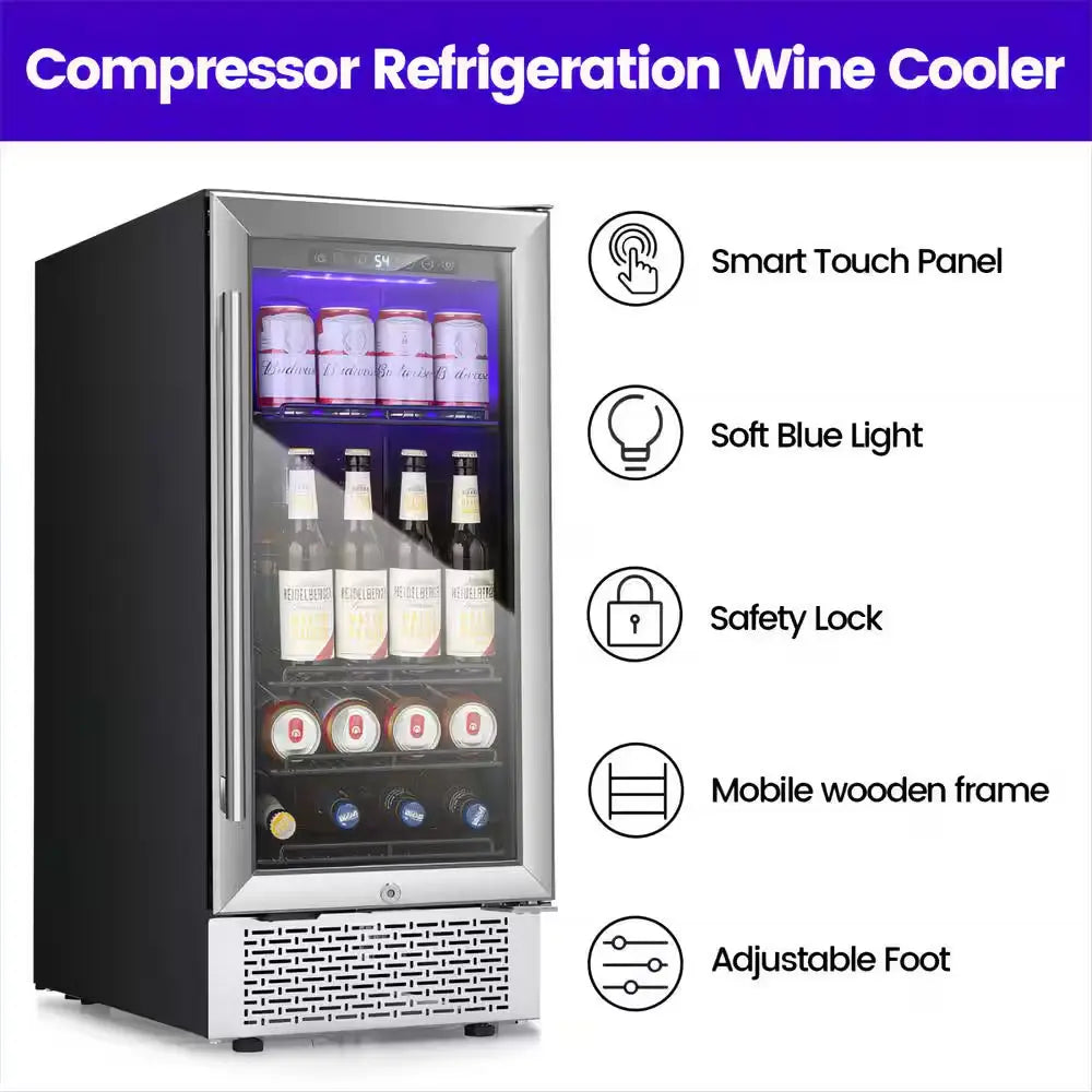 14.96 In. Single Zone 28 Bottles and 88 Cans Beverage and Wine Cooler in Black | Fridge.com