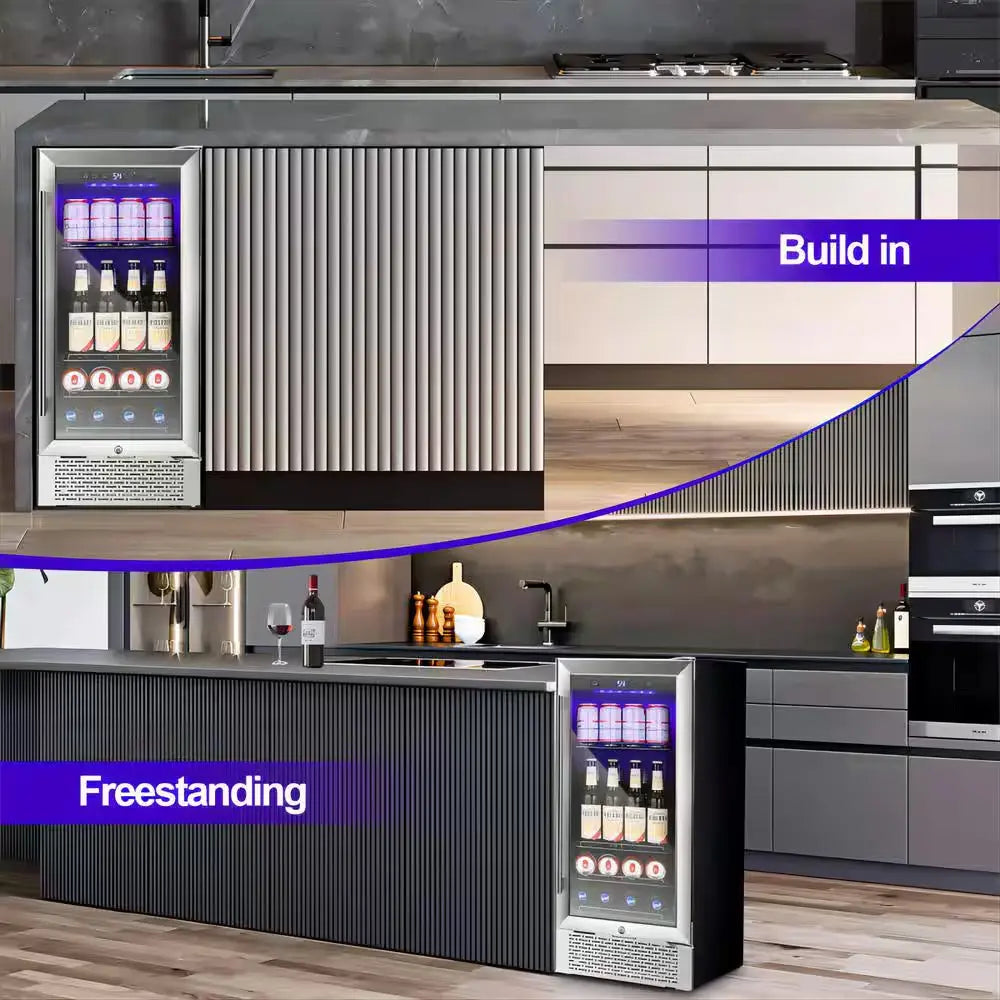 14.96 In. Single Zone 28 Bottles and 88 Cans Beverage and Wine Cooler in Black | Fridge.com