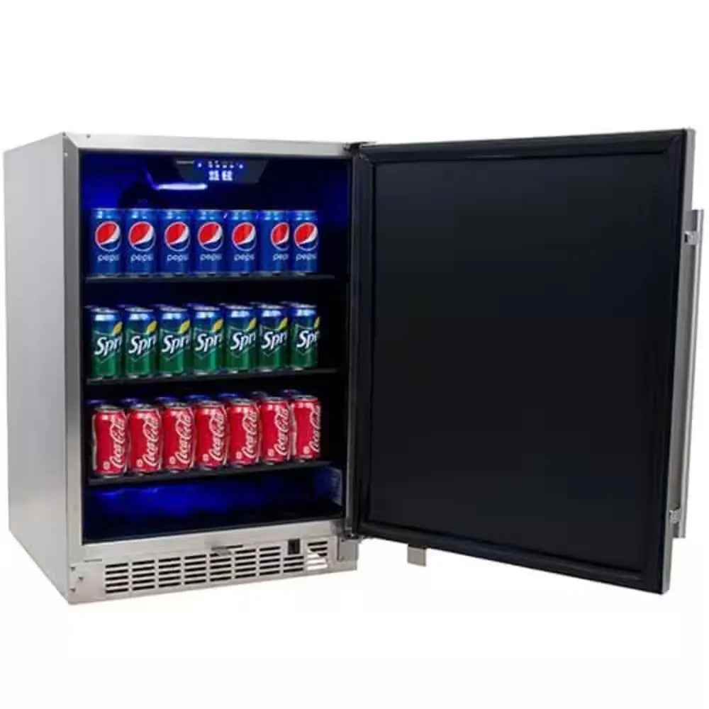 142 Can 24 In. Built-In Outdoor Solid Stainless Steel Door Beverage Cooler | Fridge.com