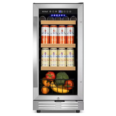 15 In. 130-Can Freestanding and Built-In Beverage Cooler Fridge with Adjustable Shelves - Stainless Steel | Fridge.com