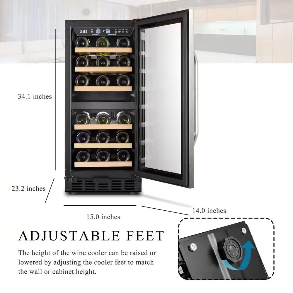 15 In. 28 Bottle Stainless Steel Dual Zone Wine Refrigerator | Fridge.com