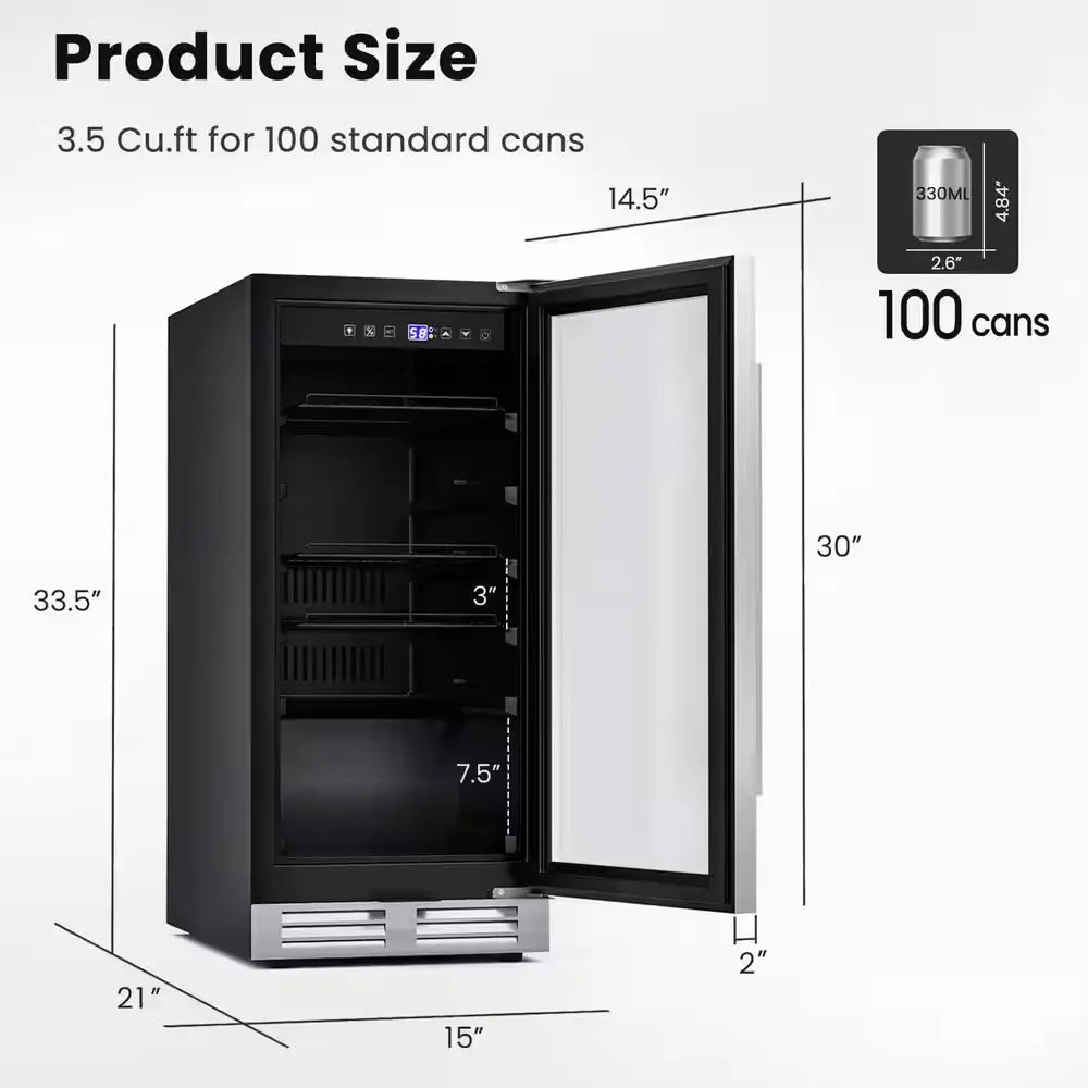 15 In. 46-Bottle Wine and Refrigerator 100-Can Beverage Cooler Built-In Freestanding Beverage | Fridge.com