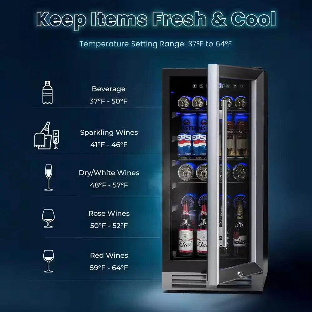 15 In. 46-Bottle Wine and Refrigerator 100-Can Beverage Cooler Built-In Freestanding Beverage | Fridge.com