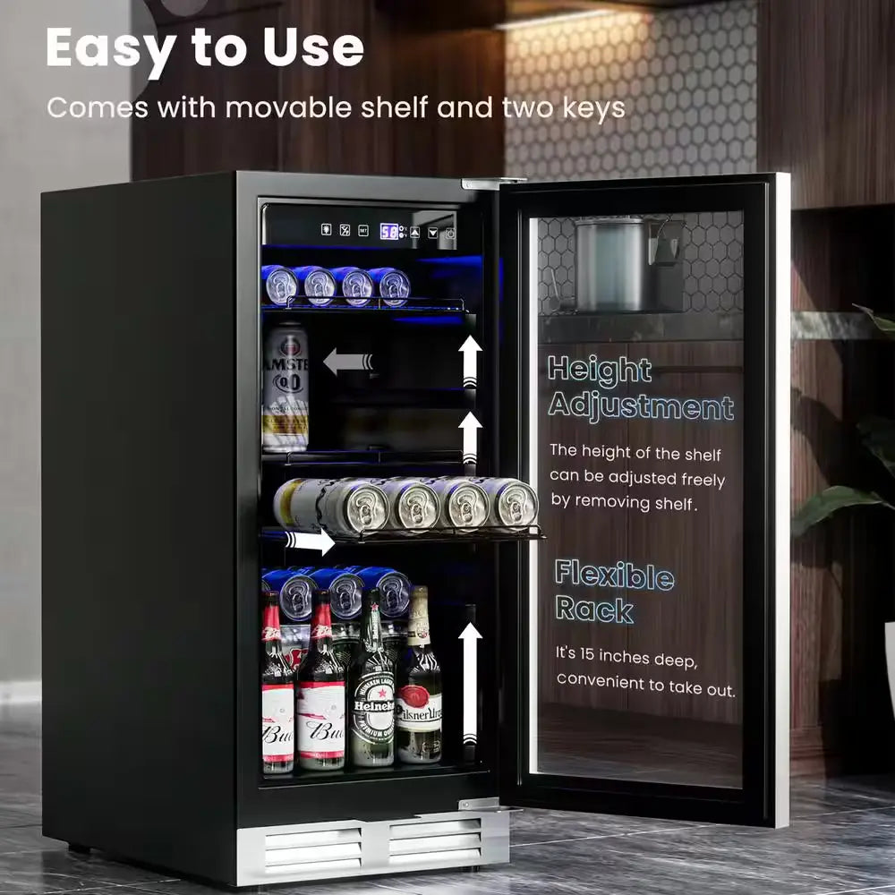 15 In. 46-Bottle Wine and Refrigerator 100-Can Beverage Cooler Built-In Freestanding Beverage | Fridge.com