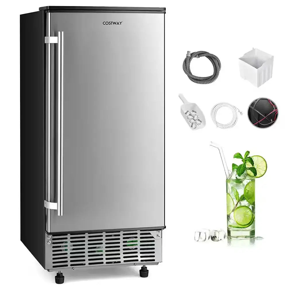 15 In. 80 Lb. Stainless Steel Built-In Ice Maker 24 Hour Timer Cold Insulation in Silver | Fridge.com