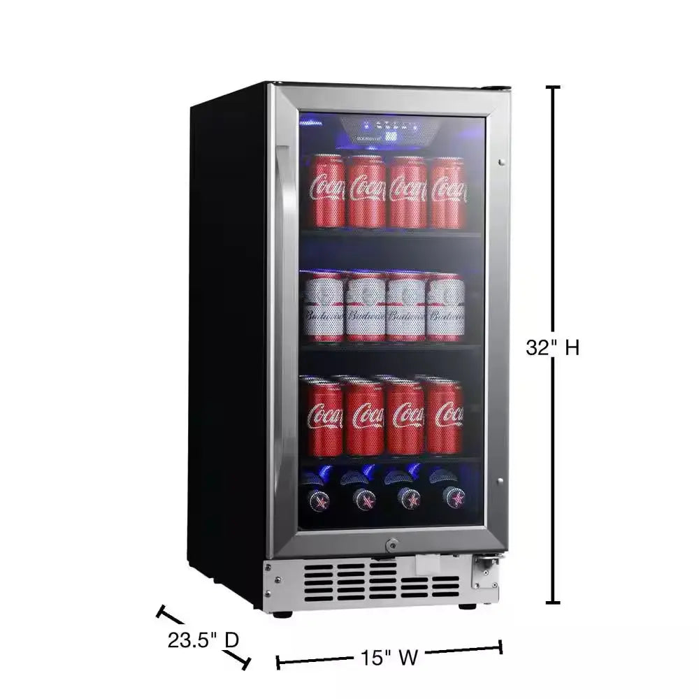 15 In. 80 (12 Oz.) Can Built-In Beverage Cooler with Blue LED Lighting | Fridge.com