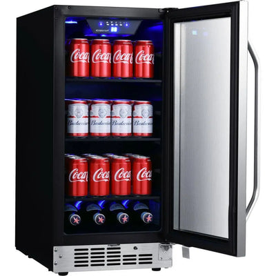 15 In. 80 (12 Oz.) Can Built-In Beverage Cooler with Blue LED Lighting | Fridge.com