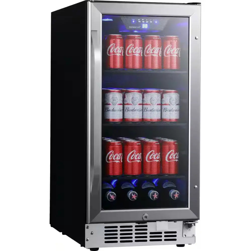 15 In. 80 (12 Oz.) Can Built-In Beverage Cooler with Blue LED Lighting | Fridge.com