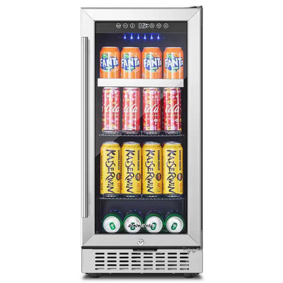 15 In. Built-In Single Zone 100-Cans Beverage Cooler Fridge in Stainless Steel | Fridge.com