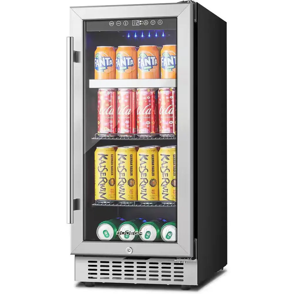 15 In. Built-In Single Zone 100-Cans Beverage Cooler Fridge in Stainless Steel | Fridge.com