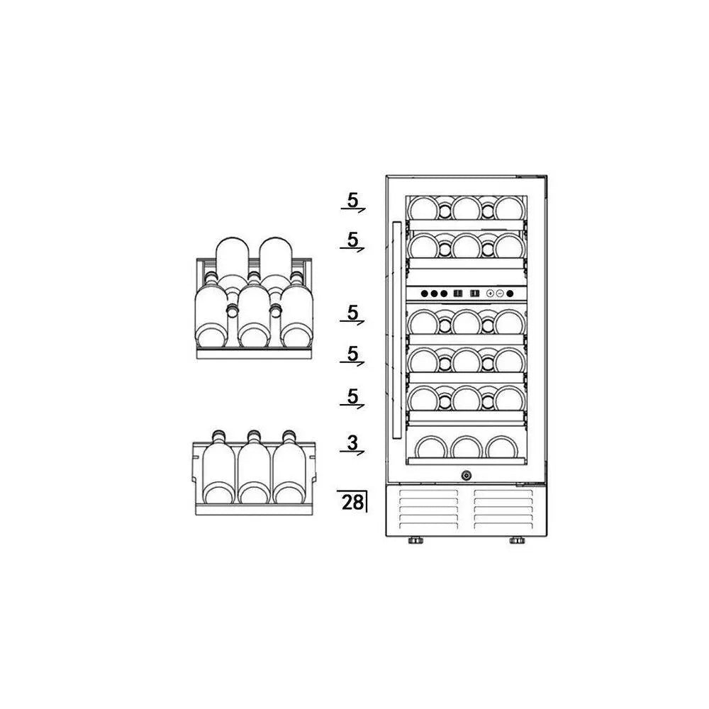 15 In. Built-In or Freestanding Wine Cooler Refrigerators 28 Bottle Fast Cooling Low Noise Wine Fridge | Fridge.com