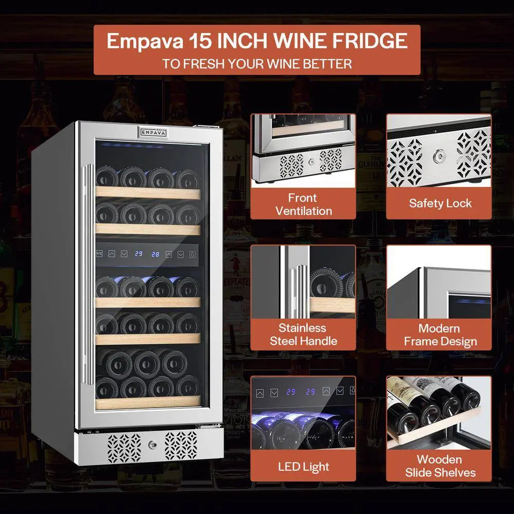 15 In. Dual Zone 29-Bottle Built-In Wine Coolers in Stainless Steel | Fridge.com