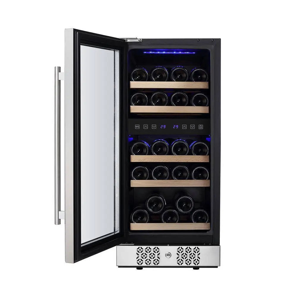 15 In. Dual Zone 29-Bottle Built-In Wine Coolers in Stainless Steel | Fridge.com