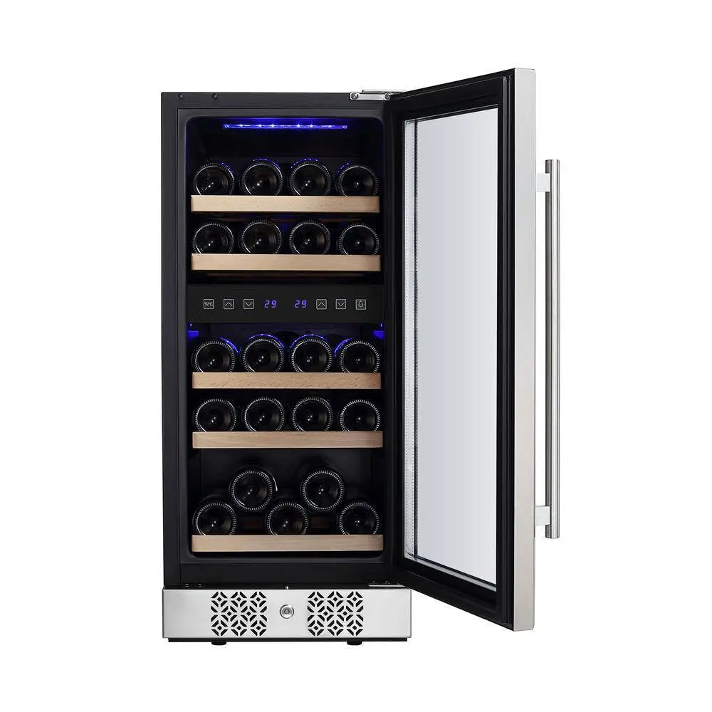 15 In. Dual Zone 29-Bottle Built-In Wine Coolers in Stainless Steel | Fridge.com