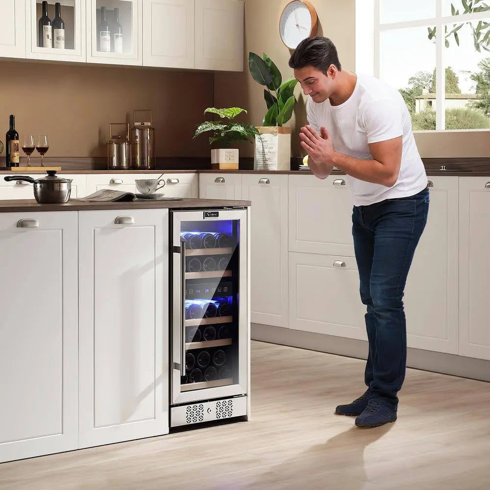 15 In. Dual Zone 29-Bottle Built-In Wine Coolers in Stainless Steel | Fridge.com