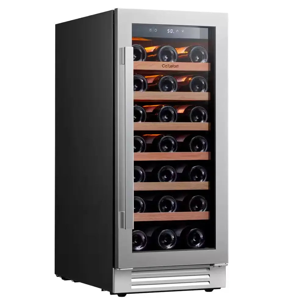 15 In. Single Zone 33-Bottles Built-In Wine Cooler Refrigerator Fast Cooling Compressor Fridge Frost-Free Touch Panel | Fridge.com