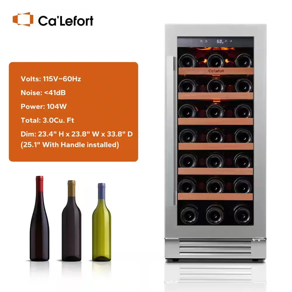 15 In. Single Zone 33-Bottles Built-In Wine Cooler Refrigerator Fast Cooling Compressor Fridge Frost-Free Touch Panel | Fridge.com