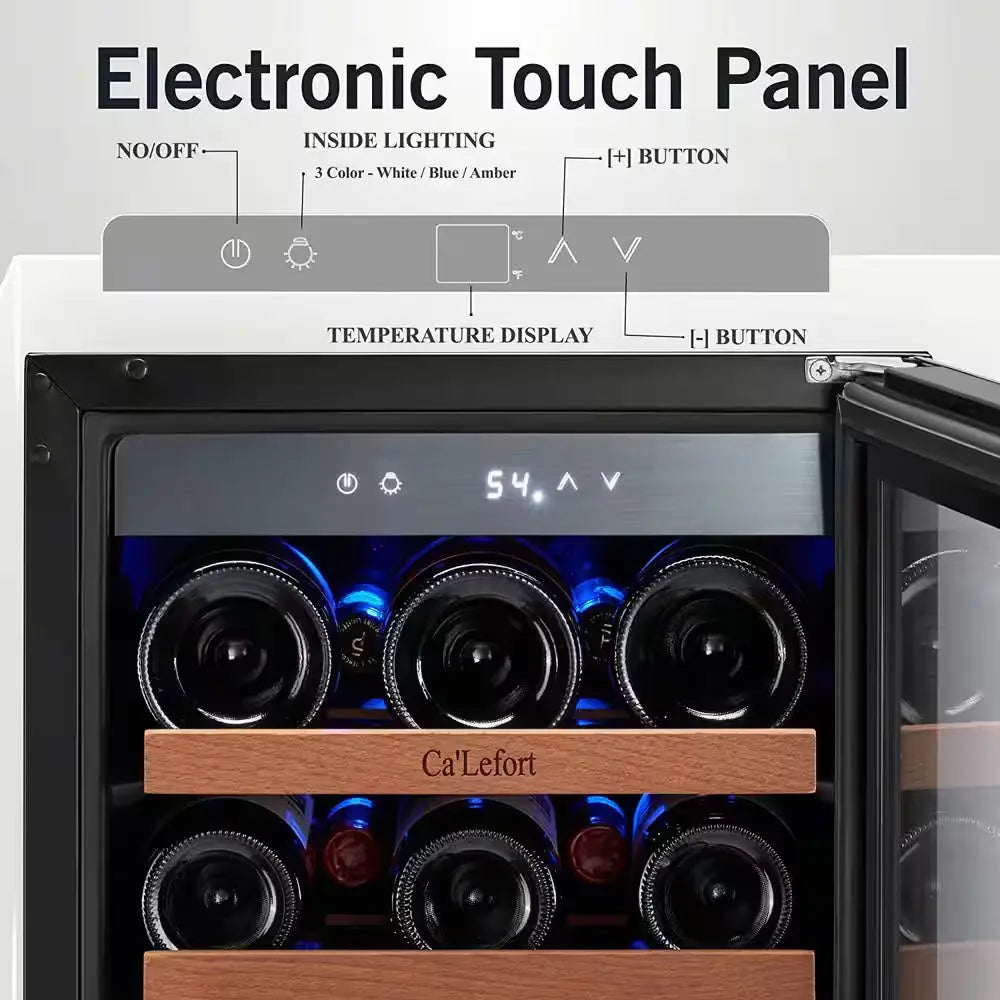 15 In. Single Zone 33-Bottles Built-In Wine Cooler Refrigerator Fast Cooling Compressor Fridge Frost-Free Touch Panel | Fridge.com