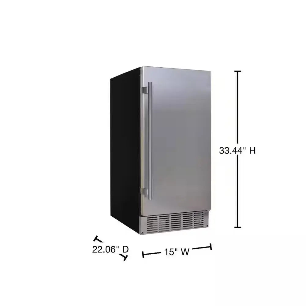 15 In. Wide 20 Lbs. Built-In Ice Maker in Stainless Steel and Black with Upto 25 Lbs. Daily Ice Production | Fridge.com