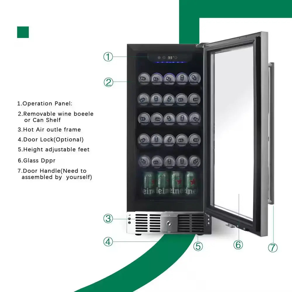 15 In. Wine Cellar Refrigerator 30 Bottle Wine Cooler Lock Beverage Wine Center for Built-In and Free Standing | Fridge.com