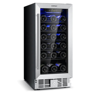 15 Inch 30-Bottle Stainless Steel Wine Cooler with Temperature Memory | Fridge.com