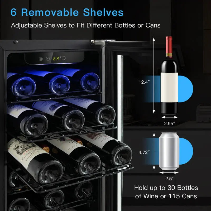 15 Inch 30-Bottle Stainless Steel Wine Cooler with Temperature Memory | Fridge.com