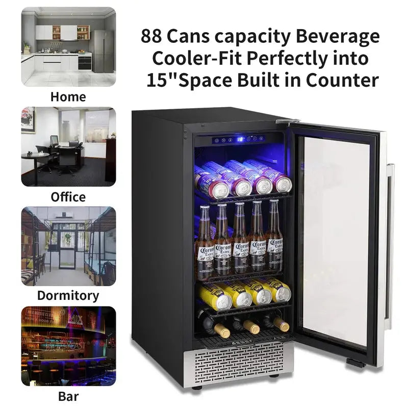 15 Inch Beverage Refrigerator Buit-In Wine Cooler Mini Fridge | Fridge.com