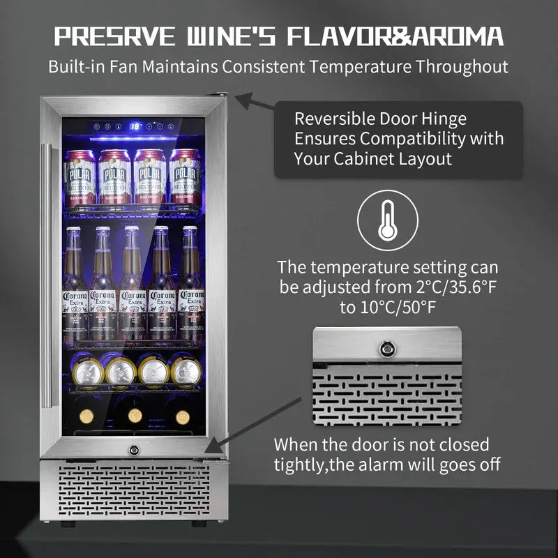 15 Inch Beverage Refrigerator Buit-In Wine Cooler Mini Fridge | Fridge.com