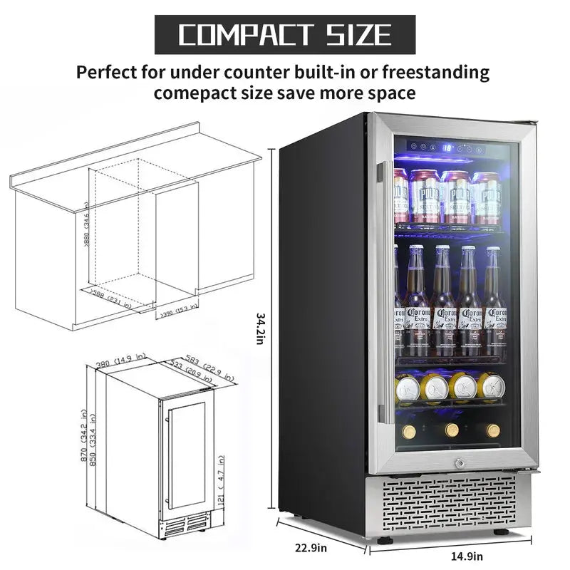 15 Inch Beverage Refrigerator Buit-In Wine Cooler Mini Fridge | Fridge.com