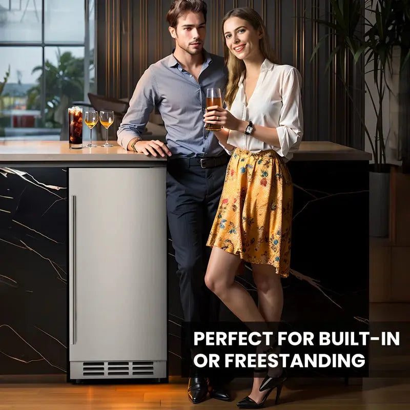 15 Inch Outdoor Beverage Fridge, Weather Proof Stainless Steel Beverage Cooler under Counter Beer | Fridge.com